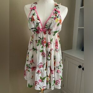 Vintage Betsy’s Johnson Intimates Floral Babydoll Top with Pink Accents M
